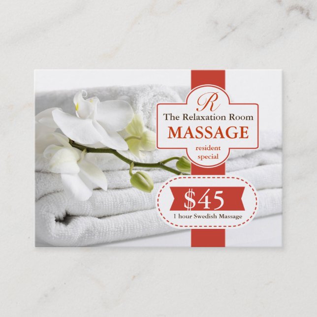 Massage Therapy Voucher Discount Card (Front)