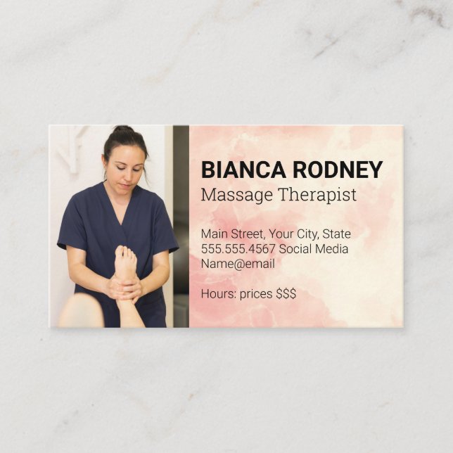 Massage Therapy | Woman Massaging Foot Business Card (Front)