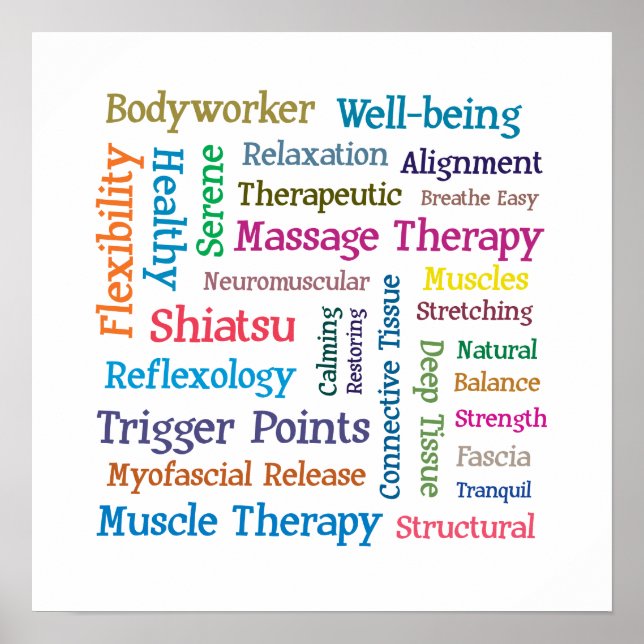 Massage Therapy Word Collage Cloud Poster (Front)