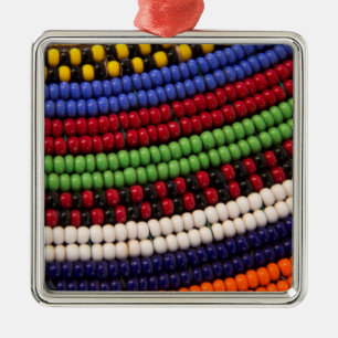Massai Tribal Bead Pattern Metal Ornament
