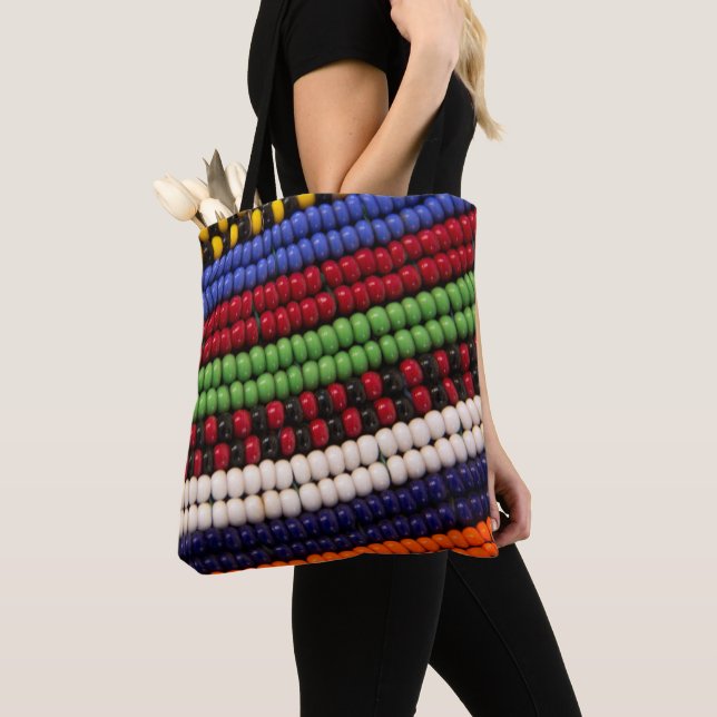 Massai Tribal Bead Pattern Tote Bag (Close Up)