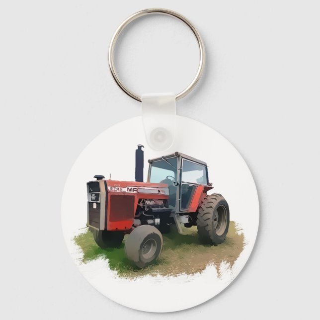 Massey Ferguson Red Tractor in the Field Key Ring (Front)