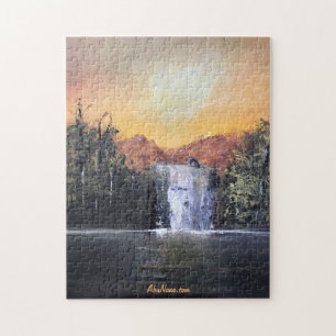 Massive Waterfall, Mountain Painting Jigsaw Puzzle