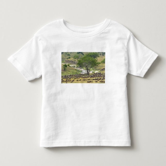 Massive Wildebeest herd during migration, Toddler T-Shirt (Front)