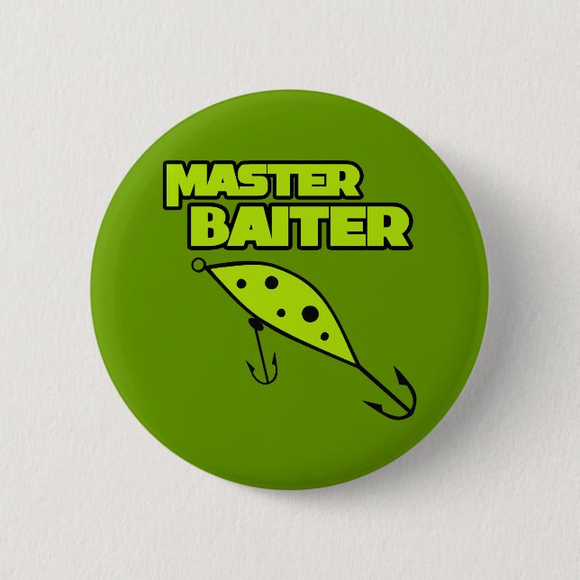 Master Baiter Fishes By Himself 6 Cm Round Badge (Front)