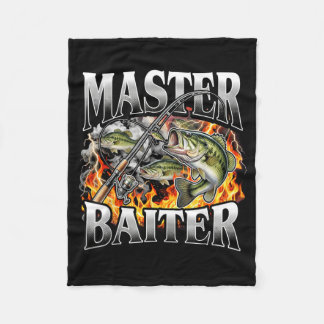 Master Baiter Fishing 90s Bootleg Rap Motif Style Fleece Blanket