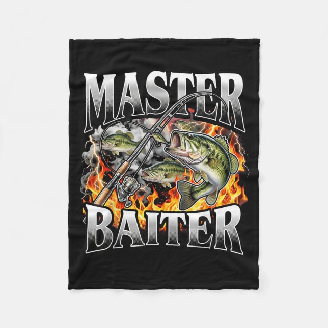 Master Baiter Fishing 90s Bootleg Rap Motif Style Fleece Blanket (Front)