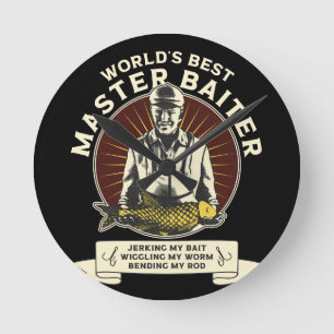 master baiter funny fishing round clock