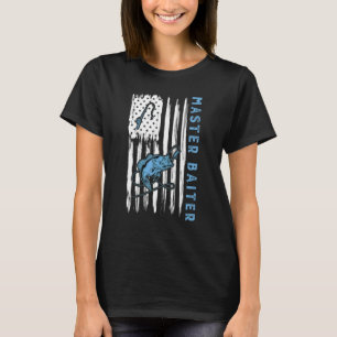 Master Baiter Us American Flag Bass Fishing Dad Gr T-Shirt
