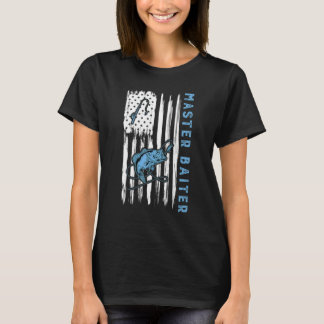 Master Baiter Us American Flag Bass Fishing Dad Gr T-Shirt