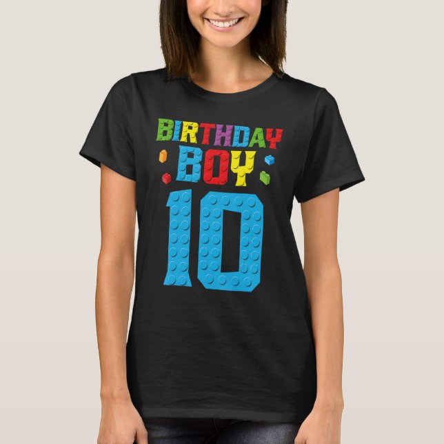 Master Builder 10th Birthday Boy Ten 10 Year Build T-Shirt (Front)