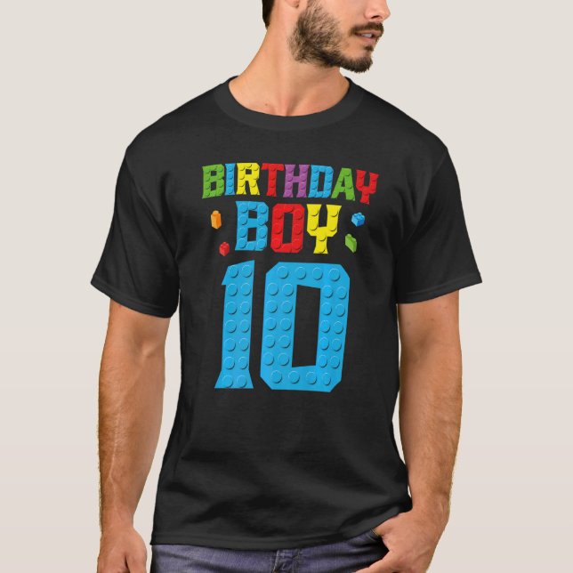 Master Builder 10th Birthday Boy Ten 10 Year Build T-Shirt (Front)