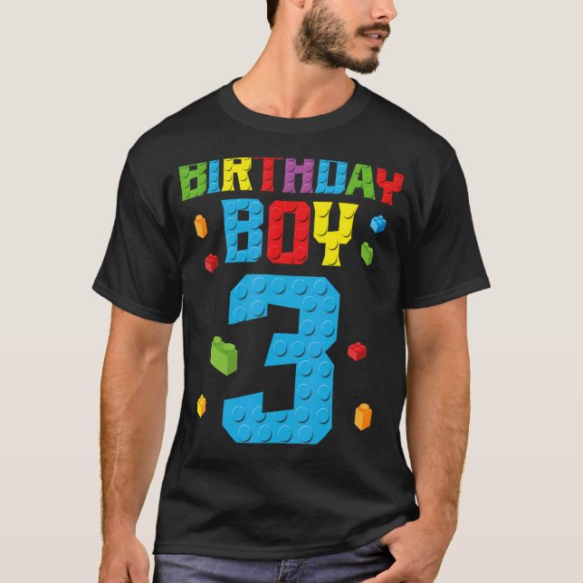 Master Builder 3rd Birthday Boy 3 Three Year Build T-Shirt (Front)
