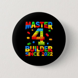 Master builder 4th birthday 2022 4 years old 6 cm round badge