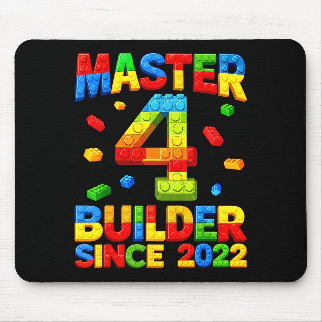 Master builder 4th birthday 2022 4 years old mouse pad (Front)