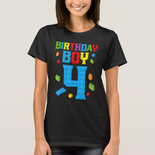 Master Builder 4th Birthday Boy 4 Four Year Buildi T-Shirt