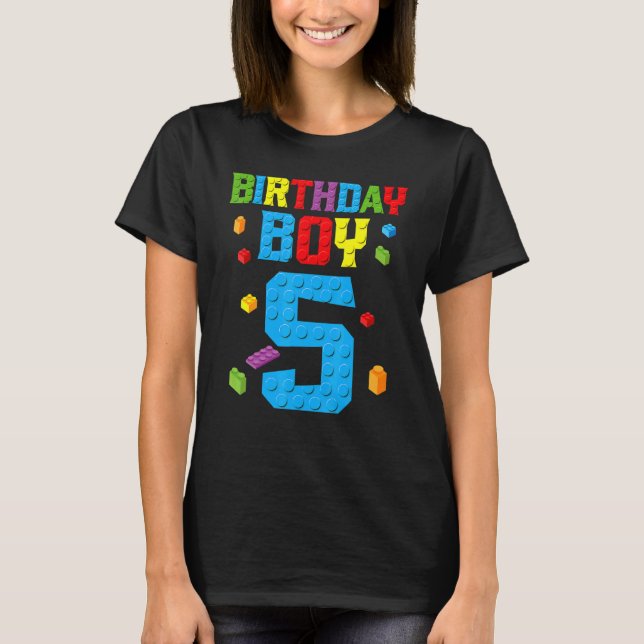 Master Builder 5th Birthday Boy 5 Five Year Buildi T-Shirt (Front)