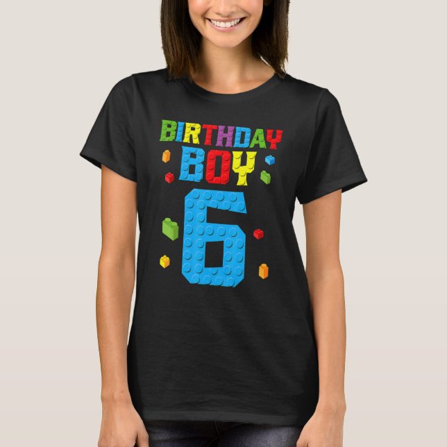 Master Builder 6th Birthday Boy 6 Six Year Buildin T-Shirt (Front)