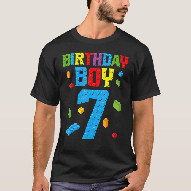 Master Builder 7th Birthday Boy 7 Seven Year Build T-Shirt (Front)