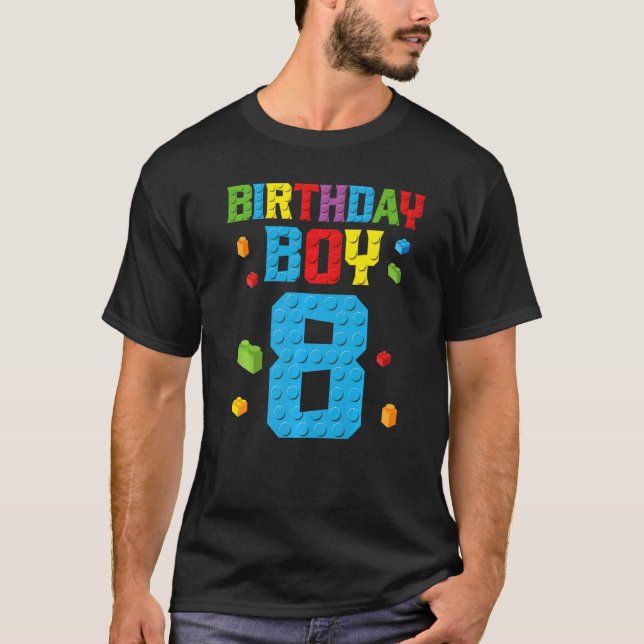 Master Builder 8th Birthday Boy 8 Eight Year Build T-Shirt (Front)