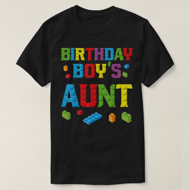 Master Builder Birthday Boy's Aunt Building Bricks T-Shirt (Design Front)