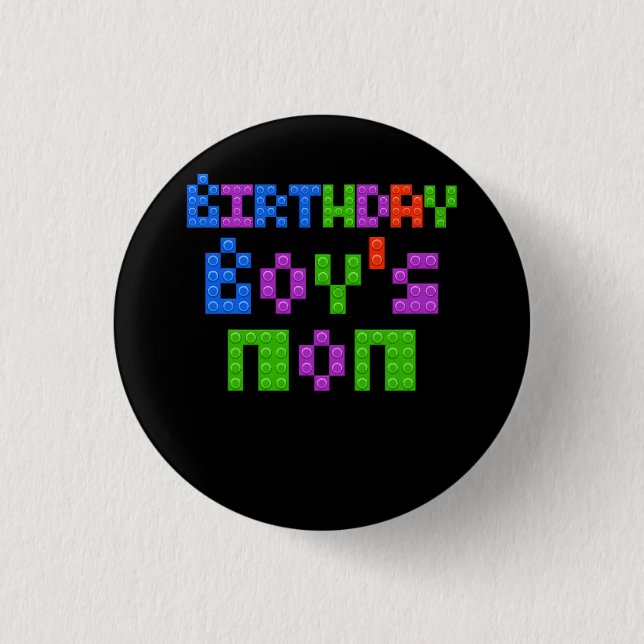 Master Builder Birthday Boy's Mum Building Bricks  3 Cm Round Badge (Front)