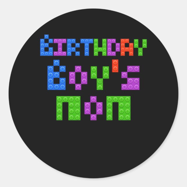 Master Builder Birthday Boy's Mum Building Bricks  Classic Round Sticker (Front)