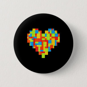 Master Builder Block Brick Building Heart 6 Cm Round Badge