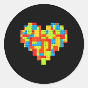Master Builder Block Brick Building Heart Classic Round Sticker