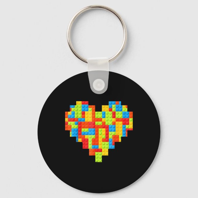 Master Builder Block Brick Building Heart Key Ring (Front)