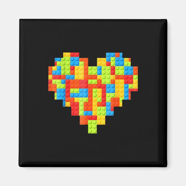 Master Builder Block Brick Building Heart Magnet (Front)