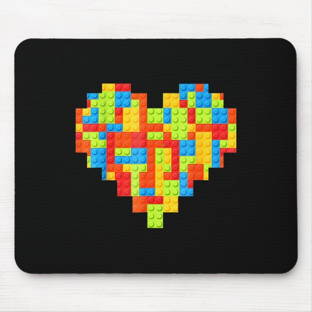 Master Builder Block Brick Building Heart Mouse Pad (Front)