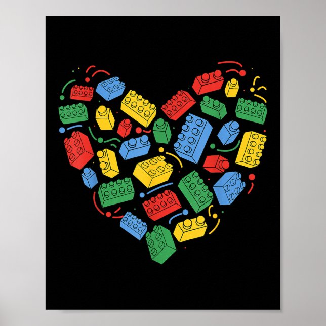 Master Builder Block Brick Building Heart Poster (Front)