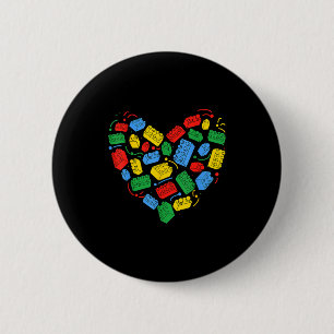 Master Builder Block Brick Building Heart Valentin 6 Cm Round Badge