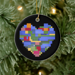 Master Builder Block Brick Building Heart Valentin Ceramic Ornament