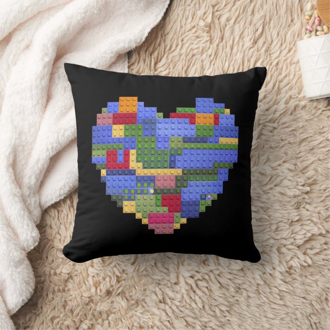 Master Builder Block Brick Building Heart Valentin Cushion (Blanket)