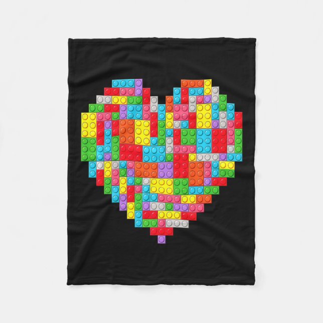 Master Builder Block Brick Building Heart Valentin Fleece Blanket (Front)