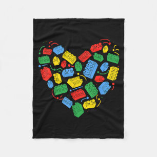 Master Builder Block Brick Building Heart Valentin Fleece Blanket