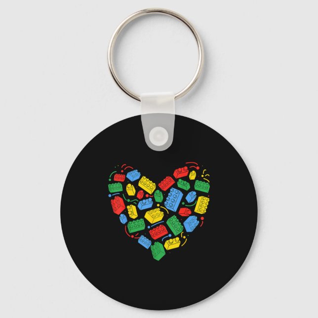 Master Builder Block Brick Building Heart Valentin Key Ring (Front)