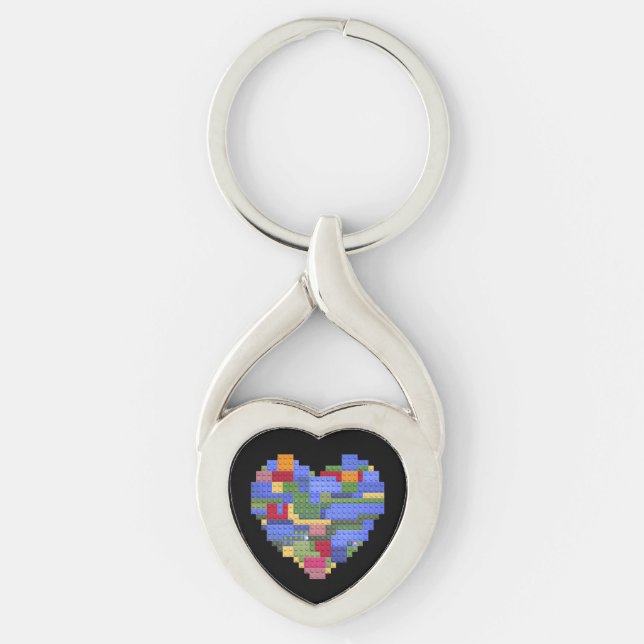 Master Builder Block Brick Building Heart Valentin Key Ring (Front)