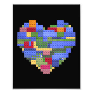 Master Builder Block Brick Building Heart Valentin Photo Print