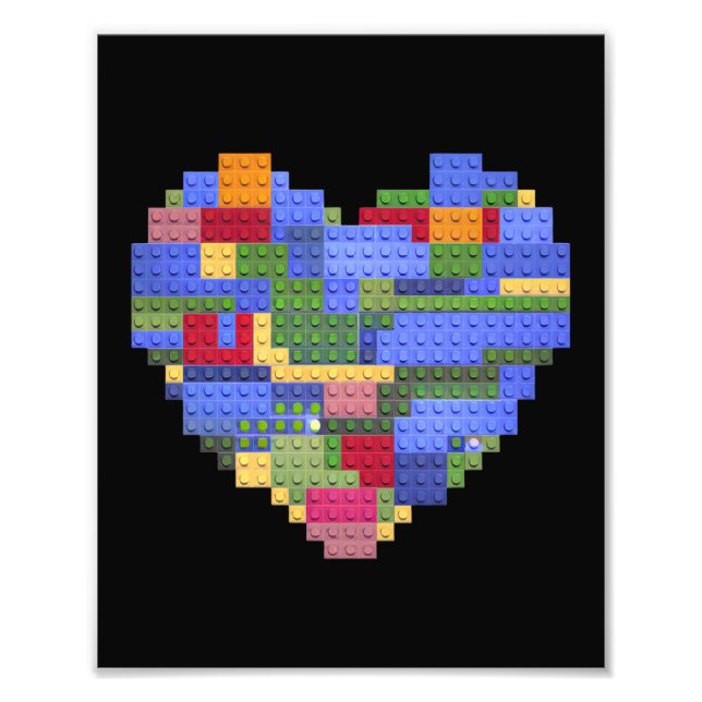 Master Builder Block Brick Building Heart Valentin Photo Print (Front)