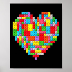 Master Builder Block Brick Building Heart Valentin Poster