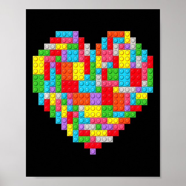 Master Builder Block Brick Building Heart Valentin Poster (Front)