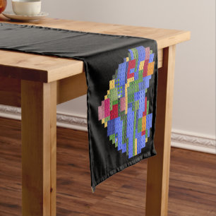 Master Builder Block Brick Building Heart Valentin Short Table Runner