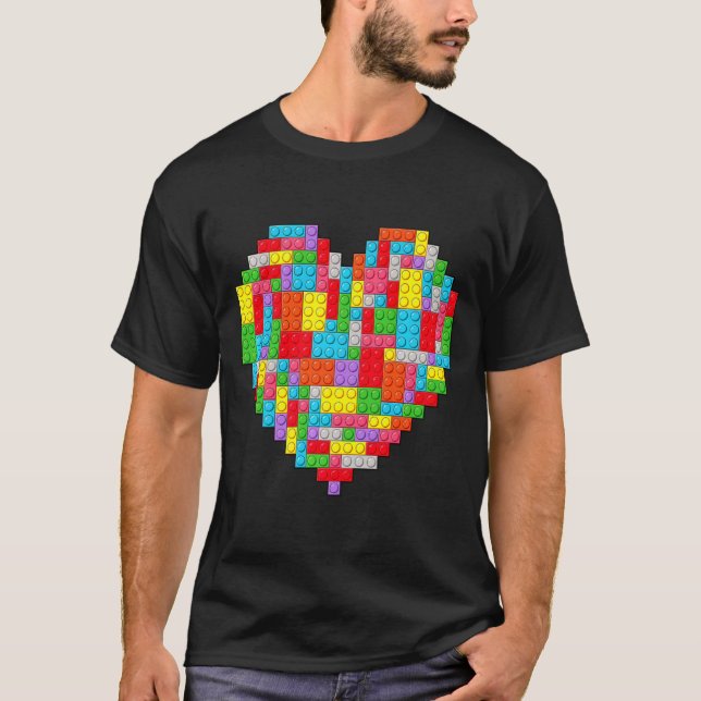 Master Builder Block Brick Building Heart Valentin T-Shirt (Front)