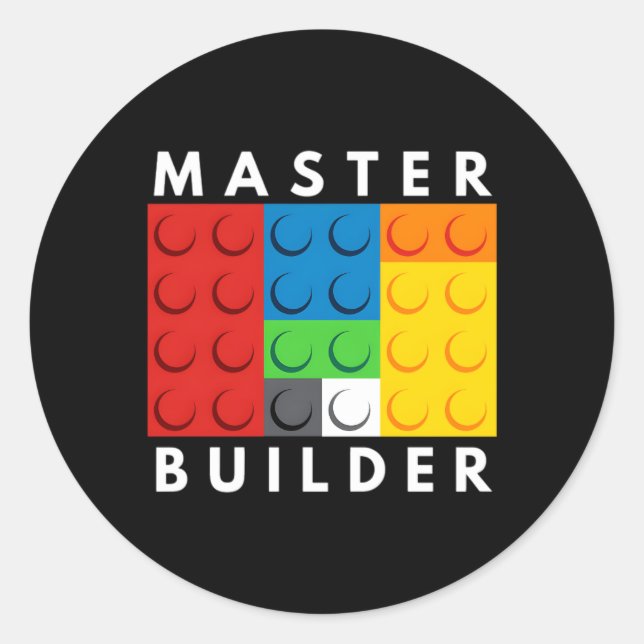 Master Builder Building Blocks Brick Builders Toys Classic Round Sticker (Front)