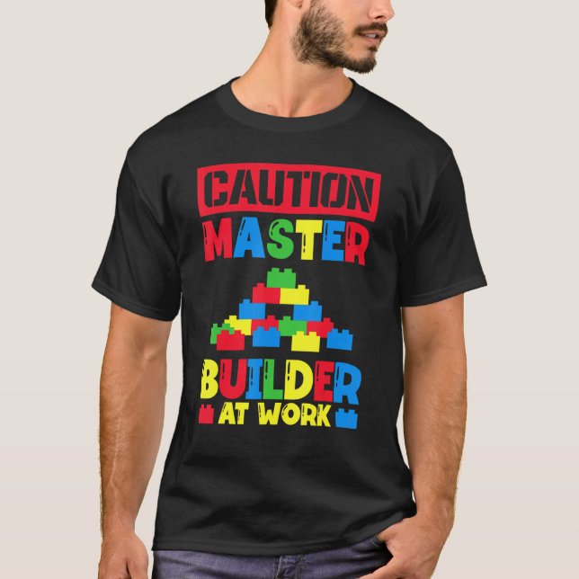 Master Builder Building Blocks Bricks 5 T-Shirt (Front)