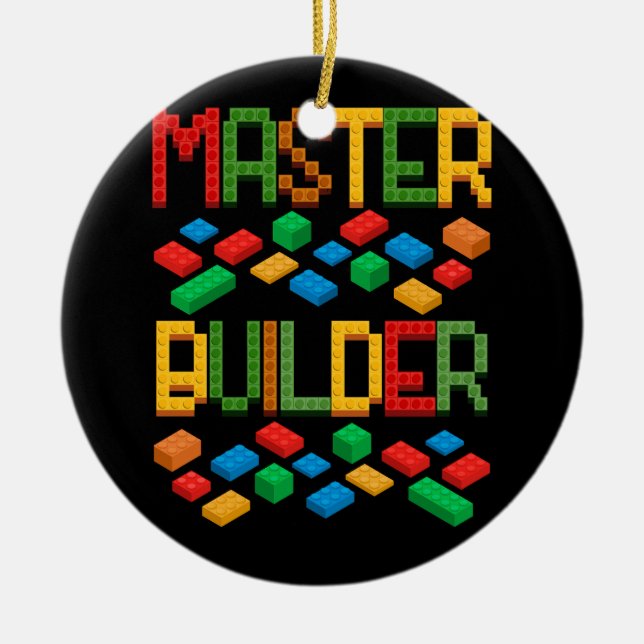 Master Builder Building Blocks Bricks Dabbing Figu Ceramic Ornament (Front)
