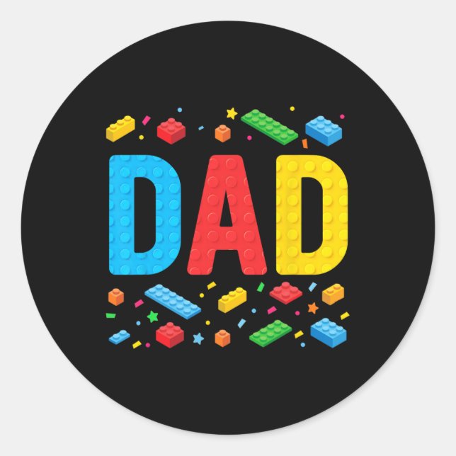 Master Builder Building Bricks Blocks Family Fathe Classic Round Sticker (Front)